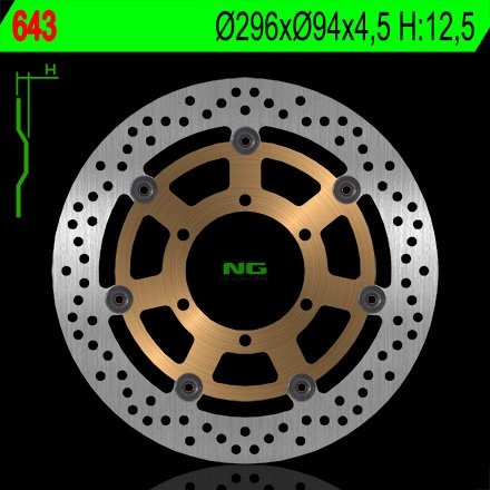 Тормозной диск NG передний HONDA CBR 600F '01-'07, CB 900F 02-07 (296X94X4,5) NG643