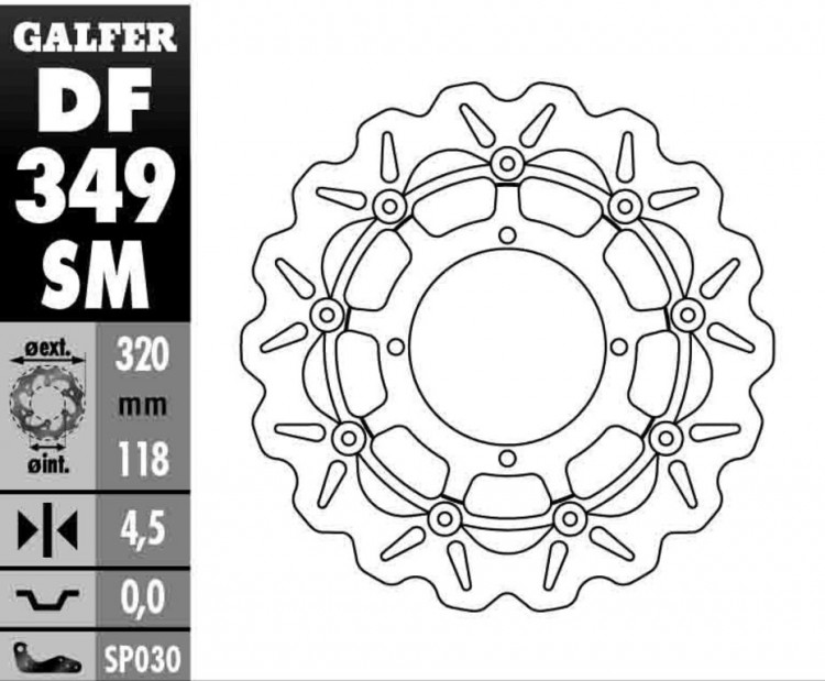 Тормозной диск GALFER плавающий 320MM SUZUKI RMZ 250 '07- ,RMZ 450 '05- DF349SM