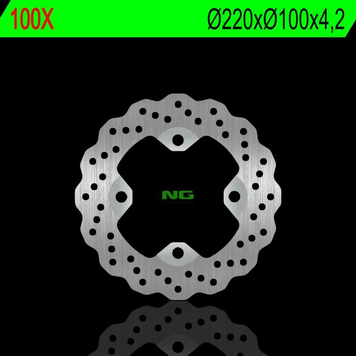 Тормозной диск NG задний KAWASAKI ER 6F/N 06-17, ZX 6R 02-17, KLE 650 07-14, Z 750 03-06, ZX 9R 98-03, ZX 10R 104-10 (220X100X4,2MM) (4X10,5MM) NG100X