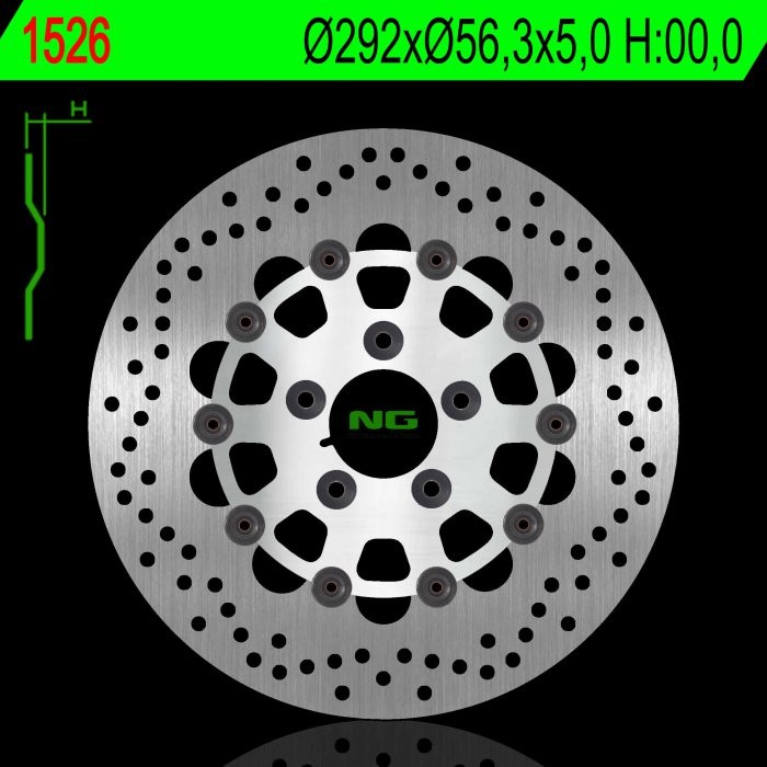 Тормозной диск NG задний HARLEY DAVIDSON SOFTAIL 1690/1800 15-17 (292X56,3X5,0MM) (5X10,5MM) NG1526