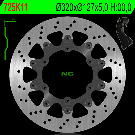 Тормозной диск NG передний KTM SX/SXF/EXC/EXCF 125-530 '09-'17  (320X127X5)  (NG725K11) NG725KOV11
