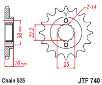Приводная звезда JT JTF740.15 (PBR 2050) 