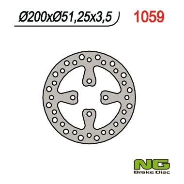 Тормозной диск NG задний YAMAHA YFZ 450 '06-'14, RAPTOR YFM 700 '06-'14 (200X51X3,5) (4X10,5MM) NG1059	