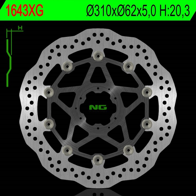 Тормозной диск HONDA CRF 1000L/L ABS AFRICA TWIN 15-18 (310X62X5MM) (6X6,5MM) NG 1643XG