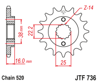 Приводная звезда JT JTF736.14 (PBR 490)