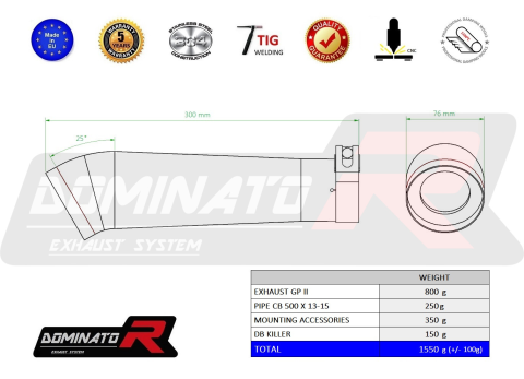 Прямоток DOMINATOR HONDA CB 500 X GP 2 2013 - 2016