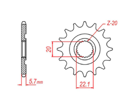 Приводная звезда YAMAHA YZF 250 '01-'17, WR 250F '01-'17 MTX 10-5NL-12 (JTF1590.12)