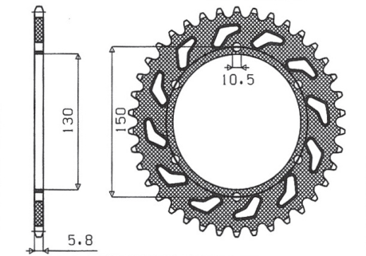 Приводная звезда HONDA NX 650 '88-'90, FMX 650 '05-'08, XR 600 88-90 SUNSTAR SUN1-3610-45 (JTR245/3.45)