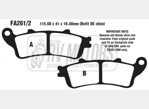 Тормозные колодки EBC FA261/2HH