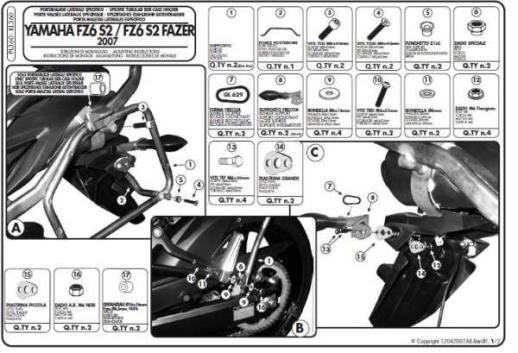Кріплення бічних кофрів KAPPA YAMAHA FZS S2/FZ6 KL360