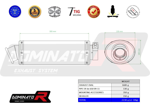 Прямоток DOMINATOR KAWASAKI ER-6N 650 2006 - 2008 овальний