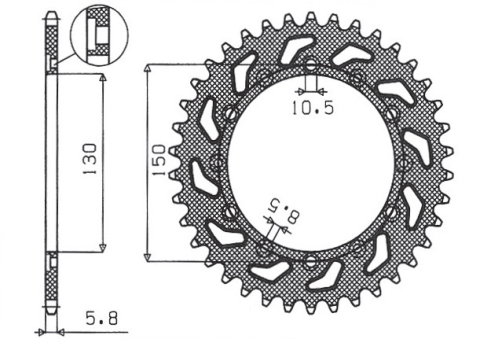 Приводная звезда HONDA NX 650 95-01, YAMAHA XJ 6 09-15, YAMAHA WR 250R '08-'10 SUNSTAR SUN1-3612-47 (JTR245/2.47)