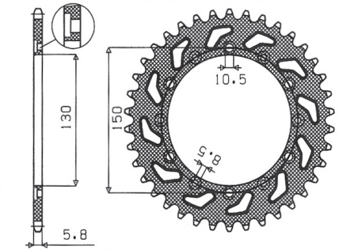 Приводная звезда HONDA NX 650 95-01, YAMAHA XJ 6 09-15, YAMAHA WR 250R '08-'10 SUNSTAR SUN1-3612-47 (JTR245/2.47)