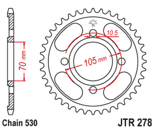 Приводная звезда HONDA CB 250 '73-77',CJ 250 '76-79', CB 360/400 '75-79' JT JTR278.34