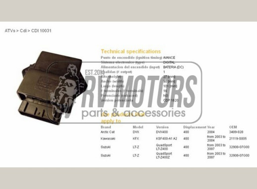Комутатор SUZUKI LTZ 400 QUADSPORT &#39;03-&#39;07, KAWASAKI KFX 400 &#39;03-&#39;04 DZE ELEKTRYKA 10031-01