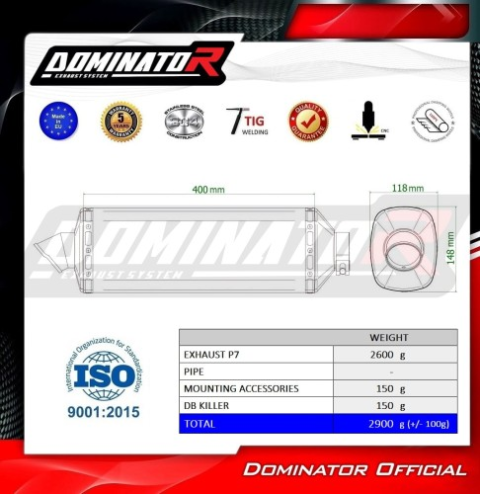 Прямоток Suzuki DL 1000 V-Strom 2014 - 2016 DOMINATOR P7 черный