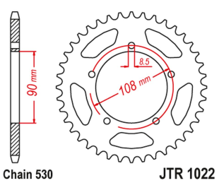 Приводная звезда DUCATI 500 DESMO/ SL '79-84'; 750 F1 '85-88'; 900 S2 '83-85' CAGIVA 350/650 ALAZZURRA SPORTS '85-88' SPORTSTER (86-92) JT JTR1022.40