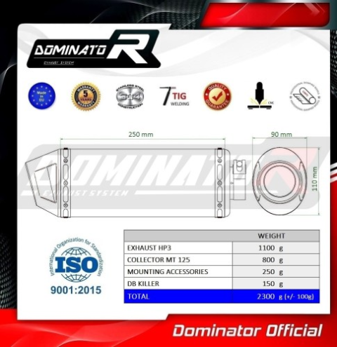 Полная система выхлопа Yamaha MT 125 2021 - 2024 DOMINATOR HP3 BLACK
