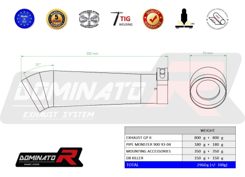 Прямоток DOMINATOR DUCATI MONSTER 900 GP 2 1993 - 2004