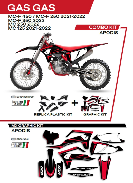 Комплект пластика GAS GAS MC 125 '21-'22; MC 250 '22; MCF 250/350/450 '21-'22  UFO C702AD002001