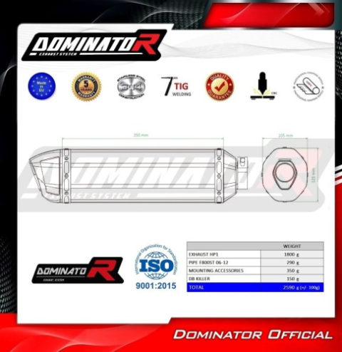 Прямоток BMW F800ST 2006 - 2012 DOMINATOR HP1 черный