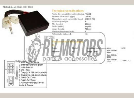 Комутатор KAWASAKI KLR650 90-07 DZE ELEKTRYKA 1560-01