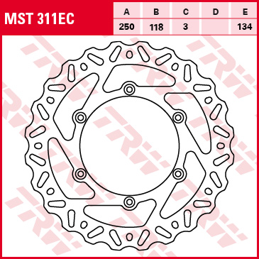 Тормозной диск передний Suzuki RM 125 / 250 89-12, DR 250 95-07, DRZ 400 00-05, YAMAHA YZ / WRF 01-07, WR / YZ 426 / 450 01-15 TRW Lucas MST311EC