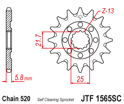 Привідна зірка JT JTF1565.13SC (PBR 2114) 