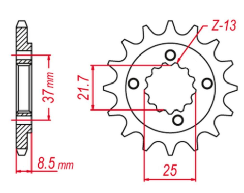 Приводная звезда HONDA XR 600 '91-'00, POLARIS 500 '03-'07, TRX 400 X/EX '05-'14 (+1) GROSSKOPF 35015G (JTF1309.15)
