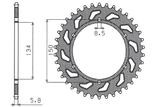 Приводная звезда KAWASAKI KX/KXF `84-'20 SUNSTAR SUN1-3619-49 (JTR460.49) 