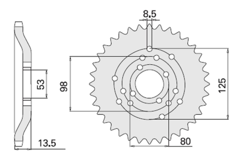 Приводная звезда DERBI SENDA 50 '96-'99 CHT 433148K