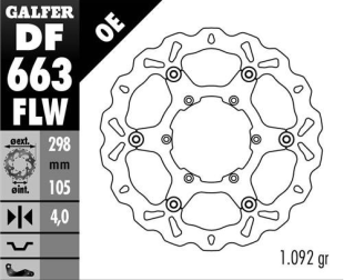 Тормозной диск GALFER передний плавающий BMW F 650/700/800 GS 93-13 (298X105X4) DF663FLW