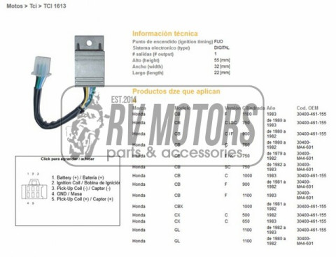 Коммутатор HONDA CB 650/750/900/1100F, CBX 1000 DZE ELEKTRYKA 1613-01