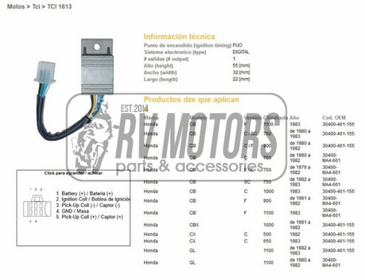 Комутатор HONDA CB 650/750/900/1100F, CBX 1000 DZE ELEKTRYKA 1613-01