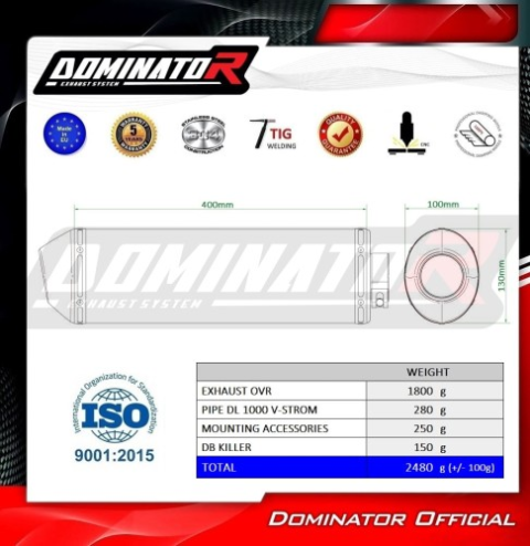 Прямоток Suzuki DL 1000 V-Strom 2017 - 2020 DOMINATOR OVR