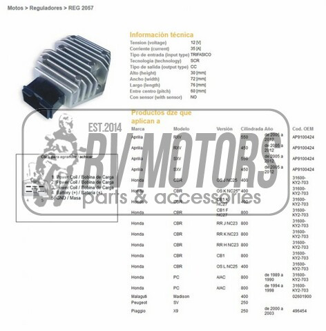 Регулятор напряжения APRILIA RXV/SXS 450, 550, HONDA PC800 DZE ELEKTRYKA 2057-01