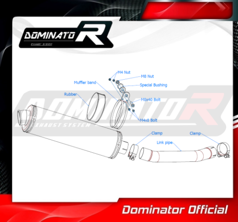 Прямоток Yamaha YZF 600 R Thundercat 1996 - 2006 DOMINATOR круглый