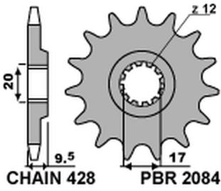 Приводная звезда KTM SX 85 '04-'18 (JTF1907.14) PBR 20841418NC