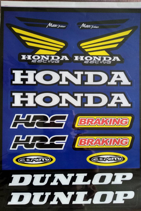Наклейки Honda синие. Лист А4