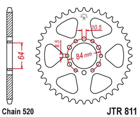 Приводная звезда SUZUKI DR 200 '86-88, '15-20, SP 200 '86-88 JT JTR811.45