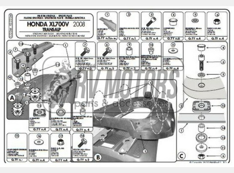 Крепления кофра KAPPA (с площадкой) Honda XL 700V Translap (08-13) K225M