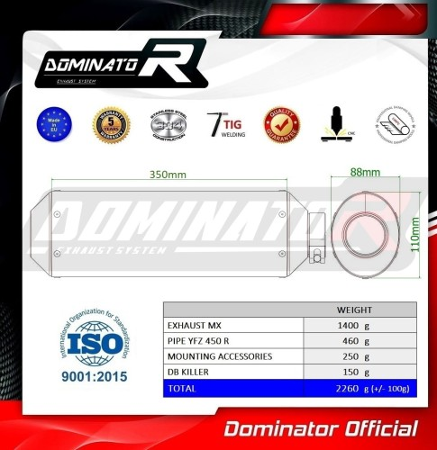Прямоток Yamaha YFZ 450 R 2014 - 2022 DOMINATOR MX