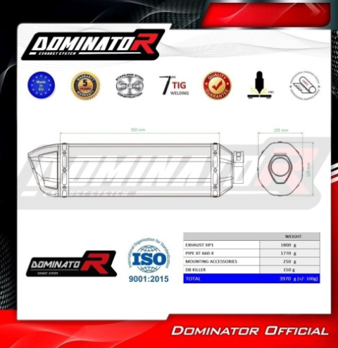 Прямоток Yamaha XT 660 X 2004 - 2016 DOMINATOR HP1 черный