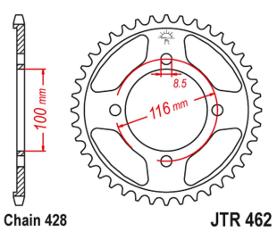 Приводная звезда KAWASAKI KX 80 '86-99', KX 85 '01-20', KX 100 '86-21' JT JTR462.50