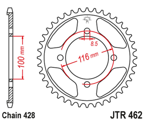 Приводная звезда KAWASAKI KX 80 '86-99', KX 85 '01-20', KX 100 '86-21' JT JTR462.50
