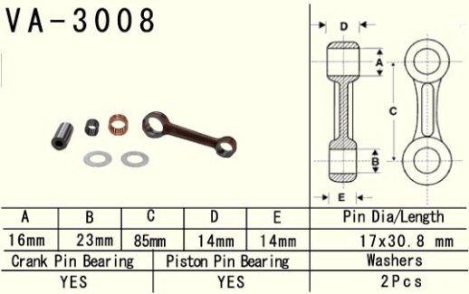 Шатун KAWASAKI KSF 80 (KSF80) '03-'06, SUZUKI LT 80 (LT80) '87-'06 VESRAH VA-3008