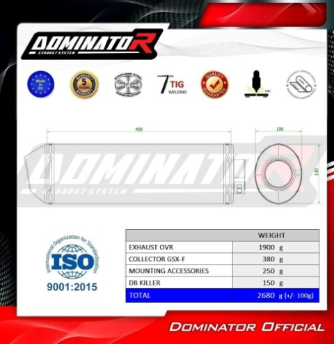 Полная система выхлопа Suzuki GSX 1250 FA 2010 - 2016 DOMINATOR OVR черный