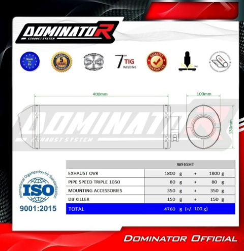 Прямоток Triumph SPEED TRIPLE 1050 2005 - 2010 DOMINATOR OVR черный