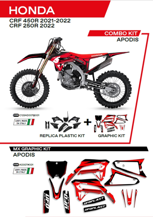 Комплект пластика HONDA CRF 250R '22; CRF 450 '21-'22  UFO C125AD007001