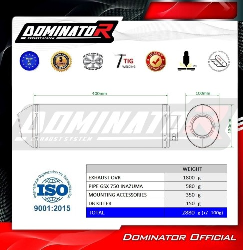 Прямоток Suzuki GSX 750 INAZUMA 1997 - 2003 DOMINATOR OVR
